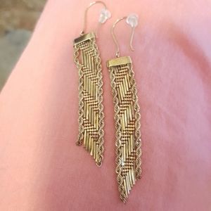 10K YELLOW GOLD BEAD STATION ROPE EARRINGS